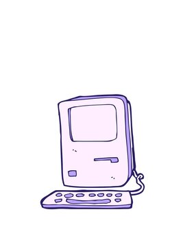 stretching up animation of cartoon of computer