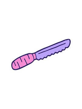 splitting motion animation of cartoon doodle bread knife