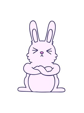vibrating motion animation of gradient shaded quirky cartoon rabbit