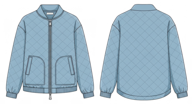 Light blue jacket with pattern isolated on transparent background - Powered by Adobe