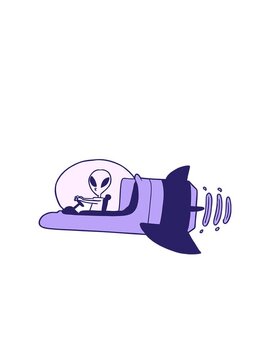 jumping motion animation of cartoon alien spacecraft