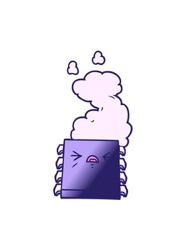 vibrating motion animation of cartoon overheating computer chip