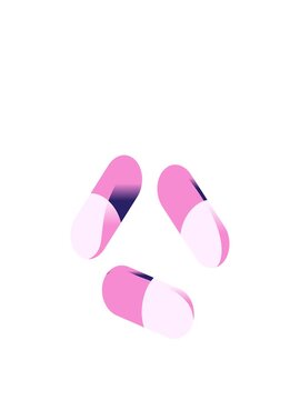 stretching up animation of illustration of some medical pills