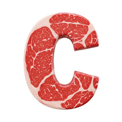 Creative red meat letter c