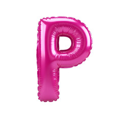Single pink foil balloon in shape of letter p