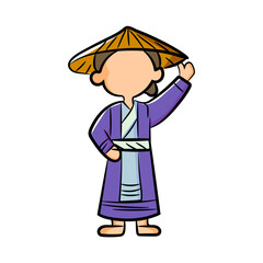 Charming Character in Traditional Asian Attire
