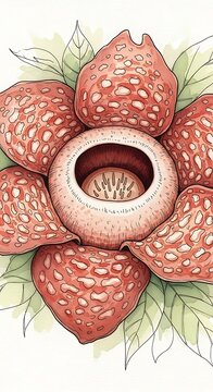Rafflesia arnoldii flower botanical illustration.