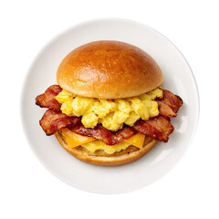 Delicious Breakfast Sandwich with Egg, Bacon and Cheese Isolated on a Transparent Background