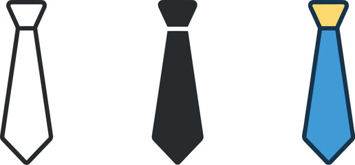 Minimalist Tie Icons. Symbol of discipline expressed as a minimalist tie icon standing upright to convey formality, responsibility