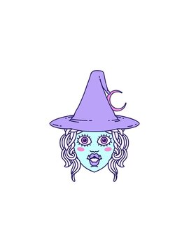 flashy sales animation of half orc witch character face