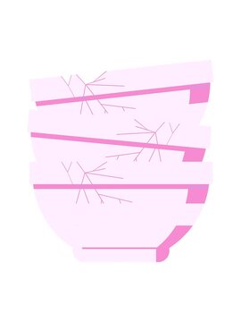 power up animation of stack of cracked old bowls graphic vector illustration icon