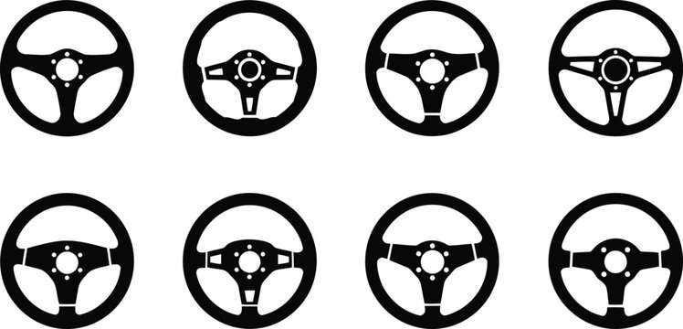 Collection of various steering wheels Vector