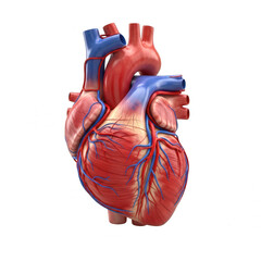 Detailed 3d illustration of the human heart anatomy isolated on transparent background