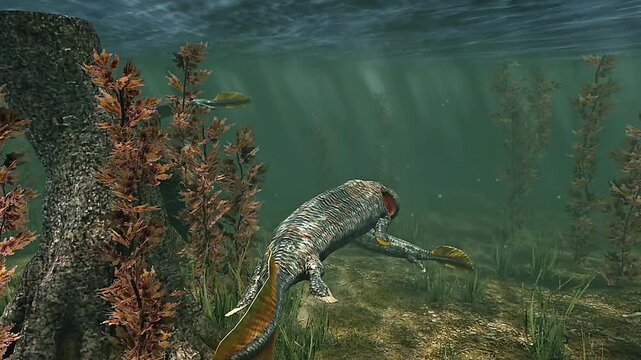 Tiktaalik, a transitional fossil showing evolution from fish to early land vertebrates.
