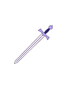 popping motion animation of hand drawn quirky cartoon sword