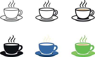 Obraz premium Warm drink concept illustrating a classic cup and saucer with visible steam curling upward to represent freshly prepared