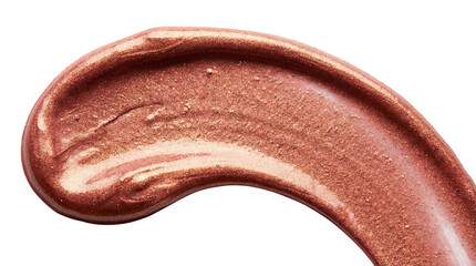 Bronze metallic acrylic brush stroke with warm shimmer texture isolated on transparent background...