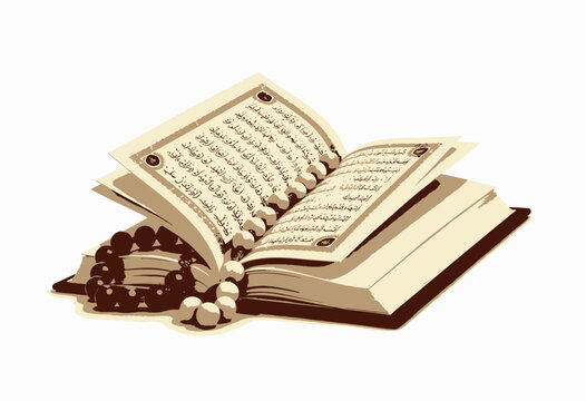 Intricately Designed Open Book with Beaded Prayer Rosary Highlighting Irreversibility of Time in Reflections of Spiritual Literature