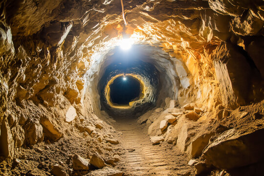 Old gold mine underground tunnel