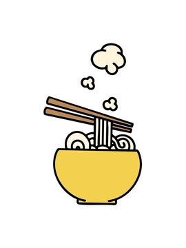 jiggle motion animation of large steaming hot bowl of noodles
