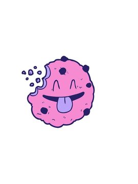 horizontally vibrating animation of cartoon doodle of cookie