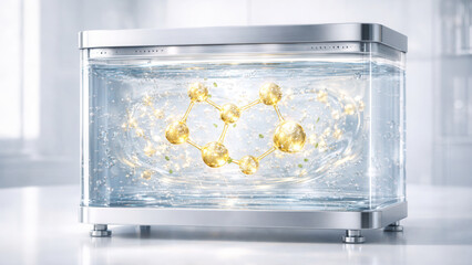 Innovative bakuchiol serum discovery laboratory visual art clean room close-up anti-aging concept