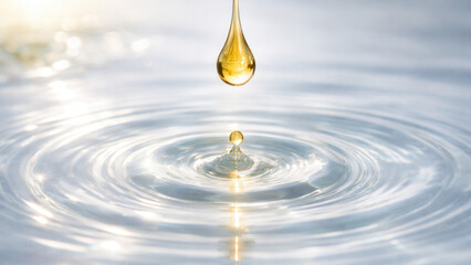 Hydrating bakuchiol serum drop nature scene water ripples calm environment close-up view skin care concept