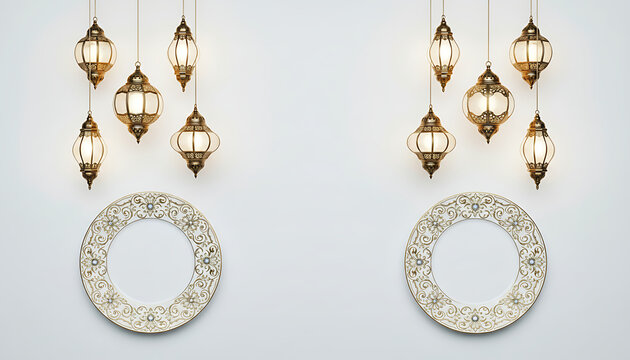 Elegant lanterns hanging from the ceiling