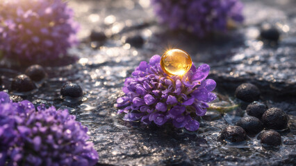 Nourishing bakuchiol serum infused with floral essence nature's beauty organic skincare serenity close-up natural glow