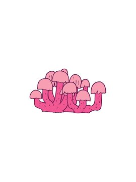 pressure popping animation of cartoon design of a  mushroom