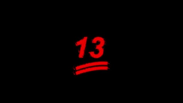 13 Number Handwritten With Underline Animation