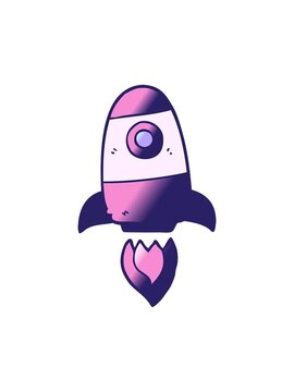pixelize effect animation of drawing of a space rocket