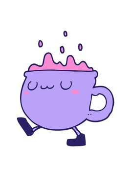jiggle motion animation of cartoon coffee cup walking