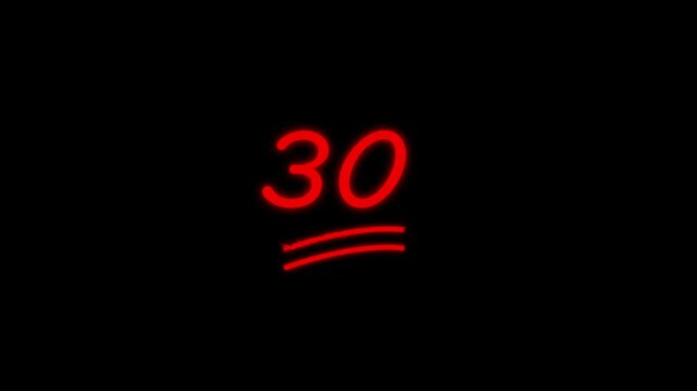 30 Number Handwritten With Underline Animation