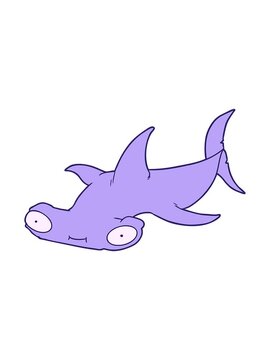 bobbing motion animation of cartoon hammerhead shark