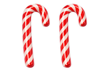Obraz premium Two red and white candy canes symbolizing christmas, holiday cheer, and sweet festive traditions on transparent background