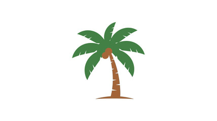 Obraz premium a simple palm tree illustration with a brown trunk and green leaves silhouette