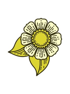 changing color animation of drawing of tattoo style decorative flower