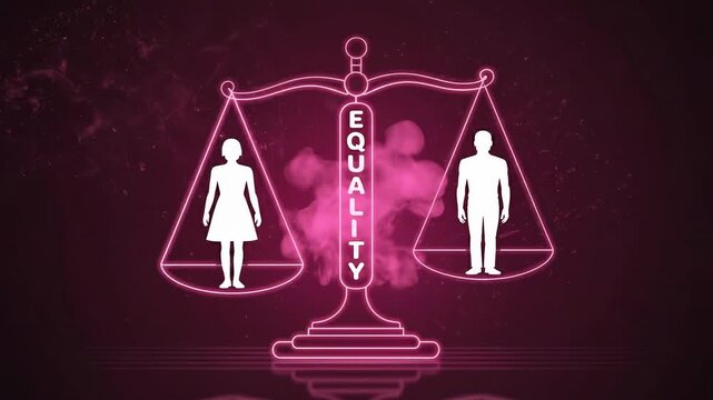 Equality Symbol: An image of a balanced scale illustrating gender equality, symbolizing fairness and equal rights for everyone.
