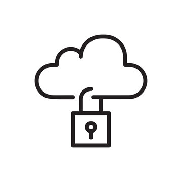 Cloud lock outline icon. linear style sign for mobile concept and web design. Cloud with padlock simple line vector icon. Symbol, logo illustration. Pixel perfect vector graphics