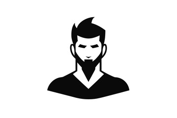 Minimalist Vector Logo: Black Silhouette of a Man's Head