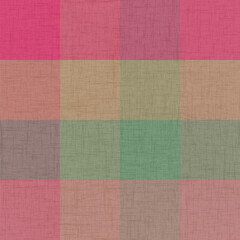 Colorful textured Tartan checkered pattern for fabric, textile, surface design, magenta green