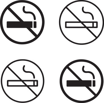 No smoking sign icon, no smoking prohibition symbol vector, health warning sign illustration, smoke free icon design, safety alert vector, isolated minimal vector