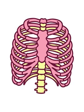 jiggle and pause animation of iconic tattoo style image of a rib cage in bright glow color