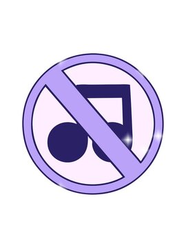 glitter effect animation of cute cartoon of a no music sign