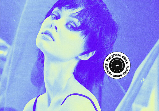 Duotone Halftone Portrait Photo Effect
