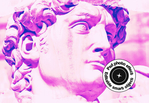 Classical Statue Halftone Photo Effect