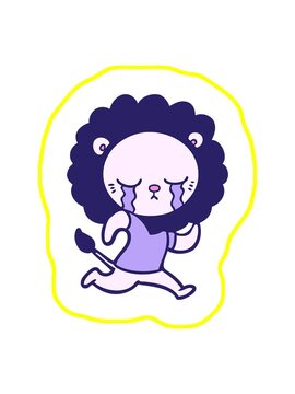 radioactive glowing animation of crying cartoon lion