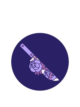 rise and float animation of tattoo style image of a dagger and flowers