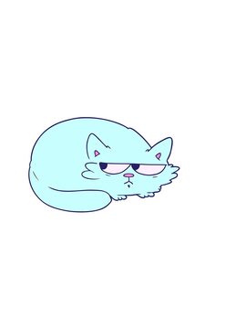 horizontally vibrating animation of cartoon suspicious cat
